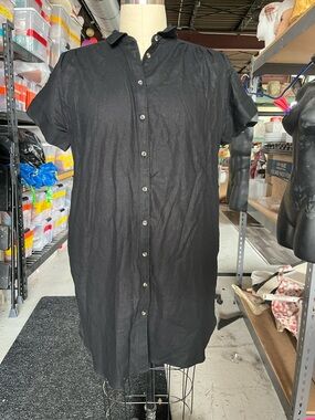 Well Worn Black Short-Sleeve Button Mini Dress